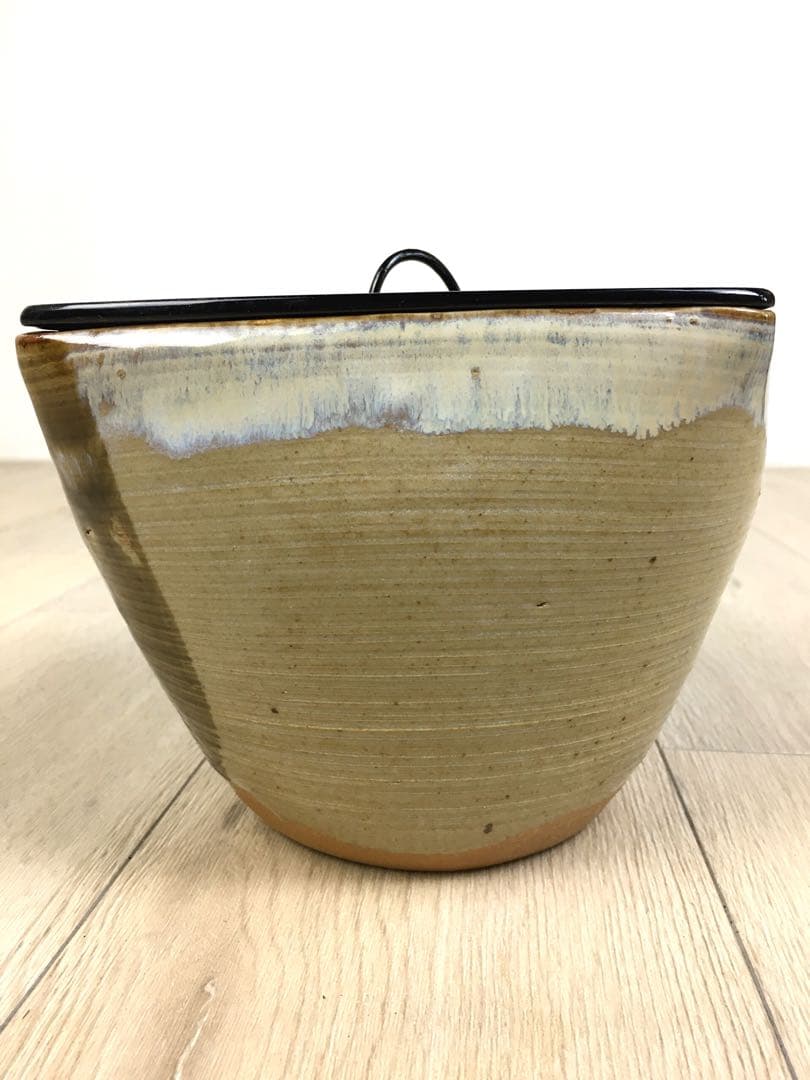 S302松古窯 佐久間勝山作 高取秞水指 共箱 茶道具