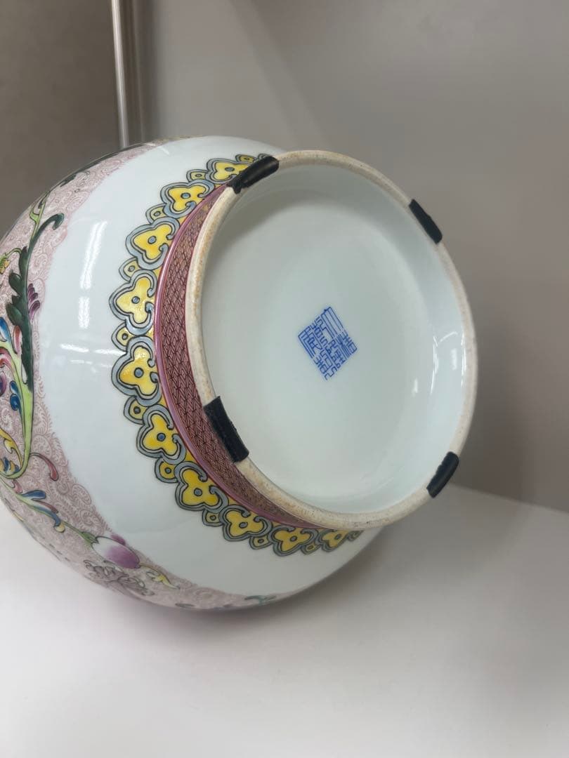 中国乾隆年製長頸瓶骨董唐物アンティーク古美術江戸青磁手描きドラゴン模様の陶器瓶