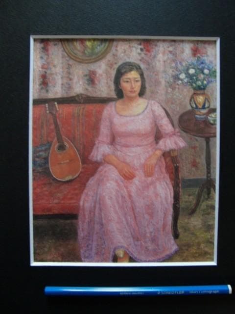 斎藤 秀夫 【午後のひととき】 希少画集画、状態良好、新品高級額装付