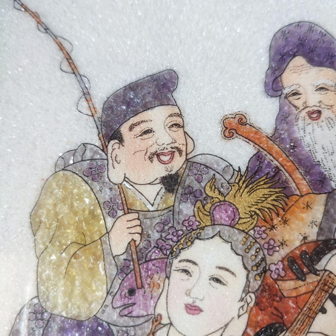 エクセルヒューマン社、宝石七福神画 屋久杉木製フレーム A4サイズ