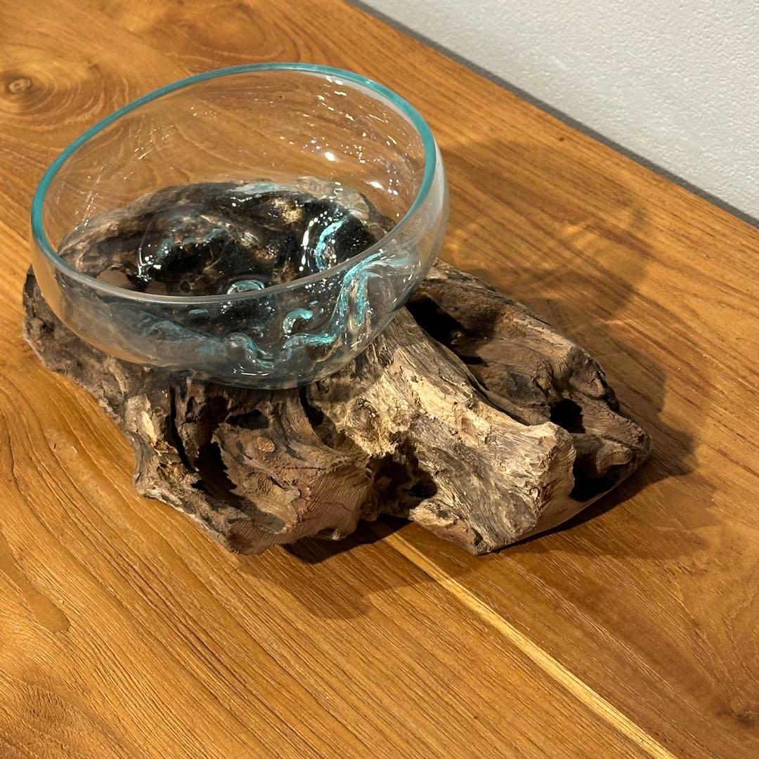 バリ島流木ガラス　w26×d18×h11cm 水槽　アクアリウムメダカ水槽805