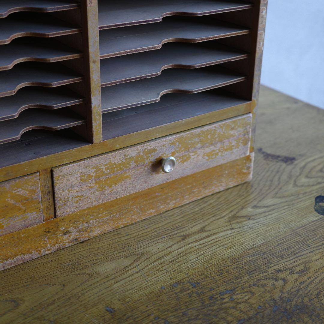 古家具　古いレトロなカルテ棚　レターラック