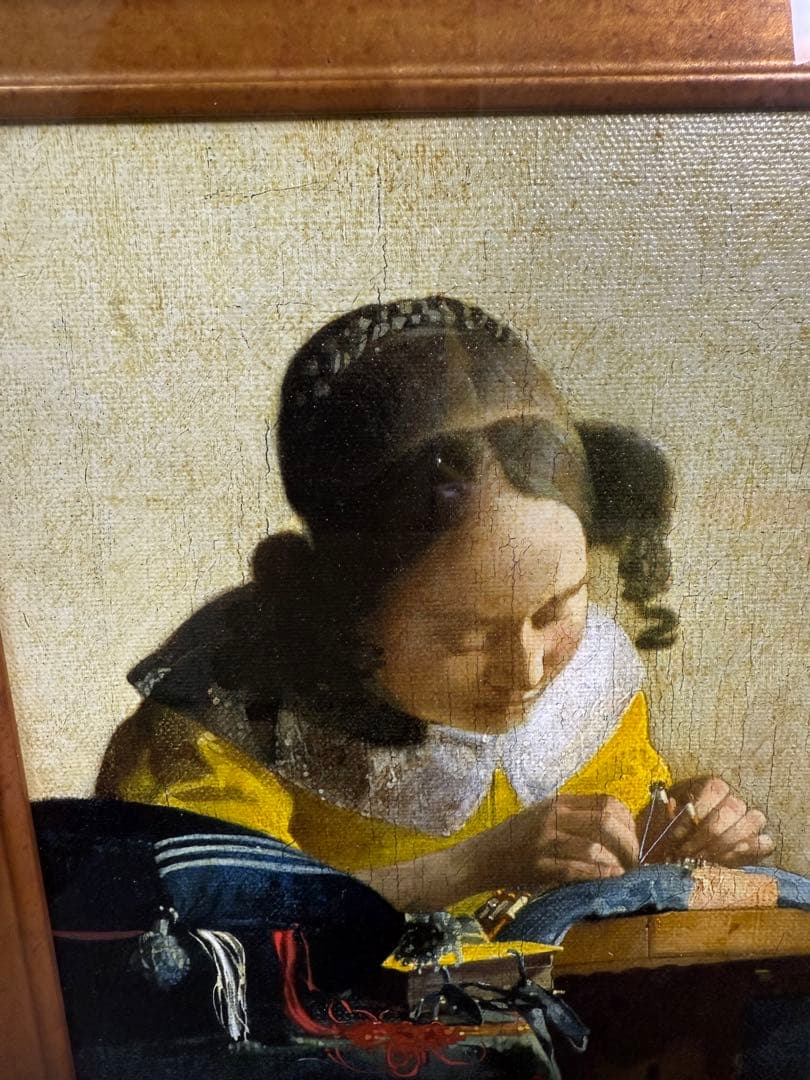 ヨハネス•フェルメール　「レースを編む女」　額装　複製画