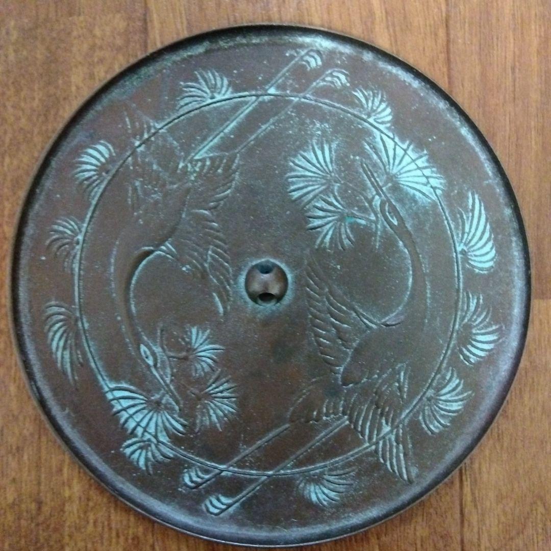 【レア ビンテージ】松鶴鏡 青銅鏡 銅鏡 手鏡 マツヅルキョウ ショウカクキョウ