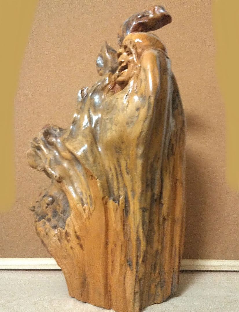 一木彫 一刀彫 仙人 縁起物 木彫り