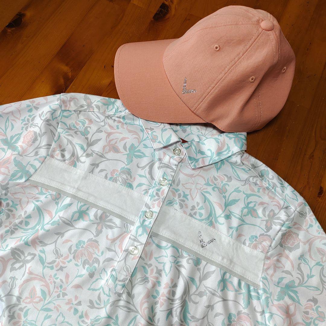 キャロウェイゴルフ　レッドレーベル　薔薇柄　ラインストーン付き　ゴルフキャップ