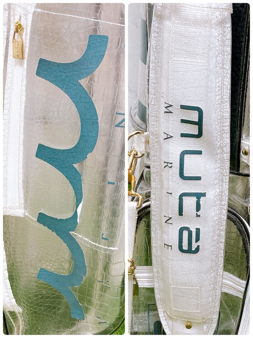 17ムータマリン　ゴルフ　クリア　キャディバッグ　クロコ　スタンド式　3点式