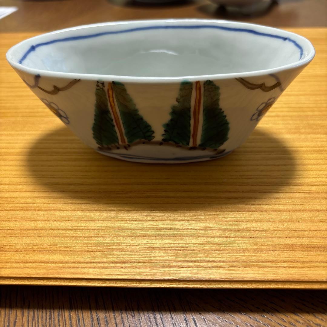 正木春蔵　色絵林間文楕円小鉢　2点セット