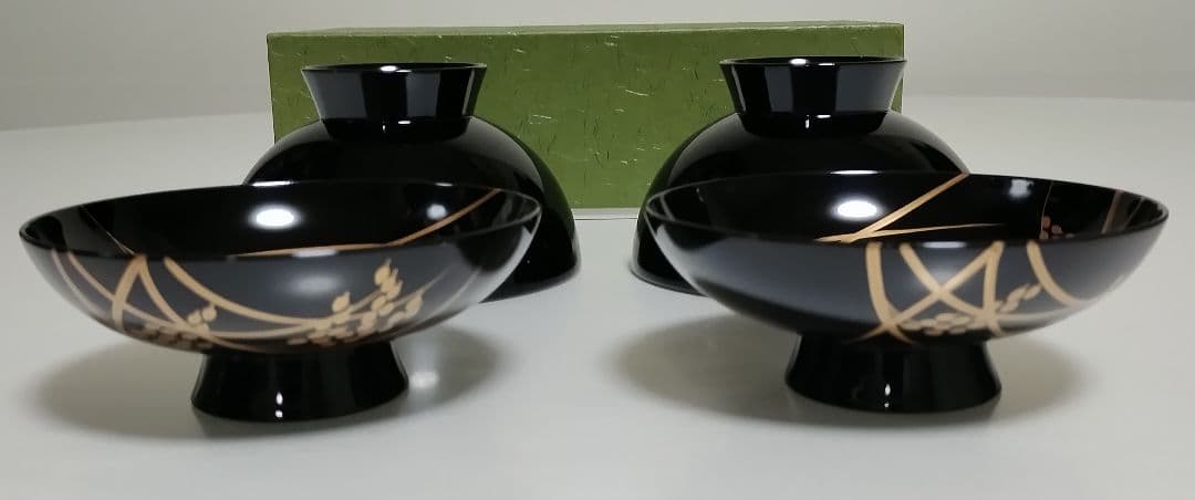 京都　平安象彦　稲穂蒔絵　吸物椀　2客