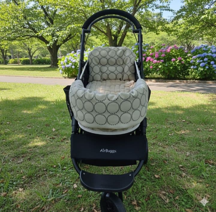 ❤年中使える❤ペットカートコンフォーター❤タンバリン✕コットンリネン（ベージュ）