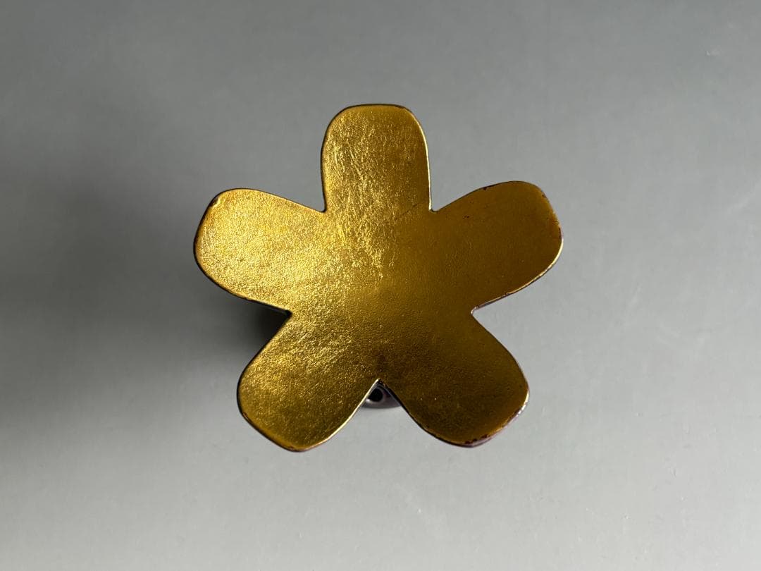 中村翠嵐　紫交趾　突羽根　蓋置　茶道具