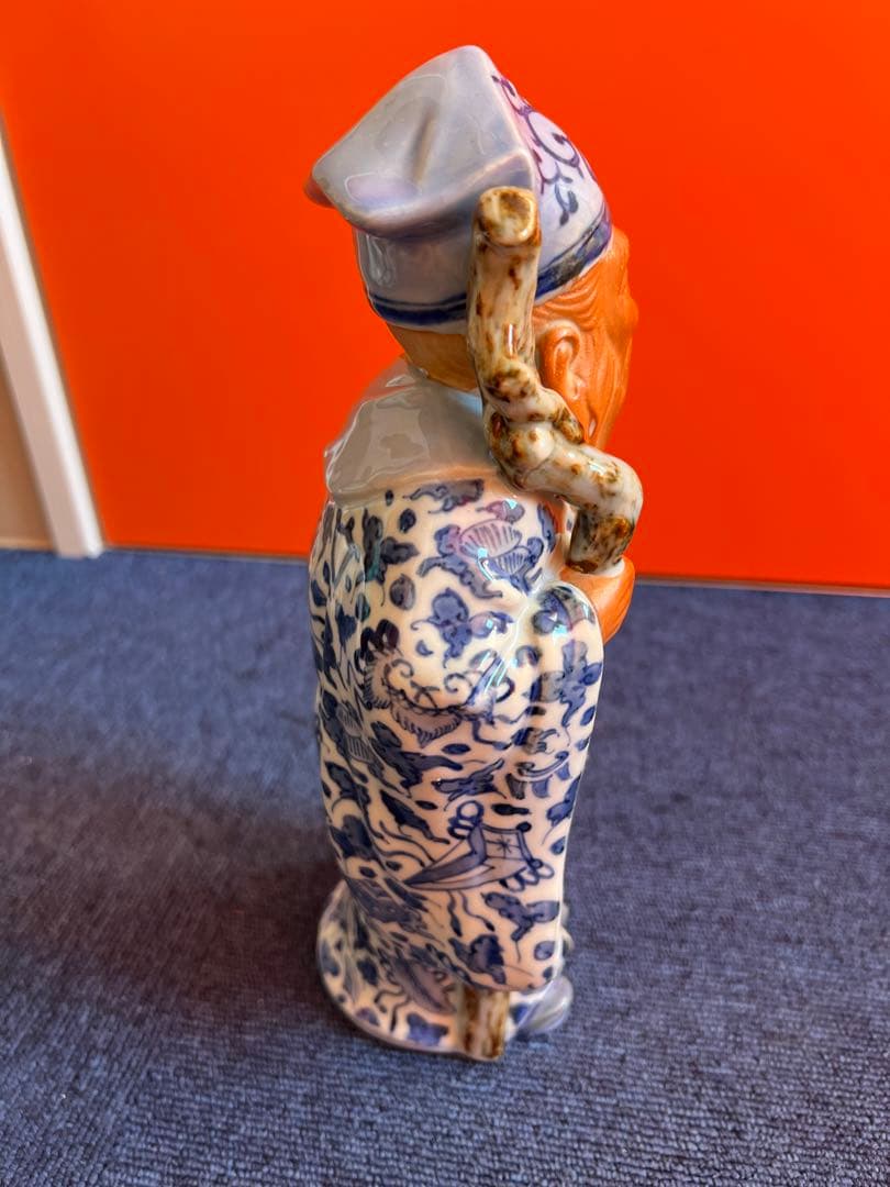 919 九谷焼　絵付　寿老人　置物　時代物