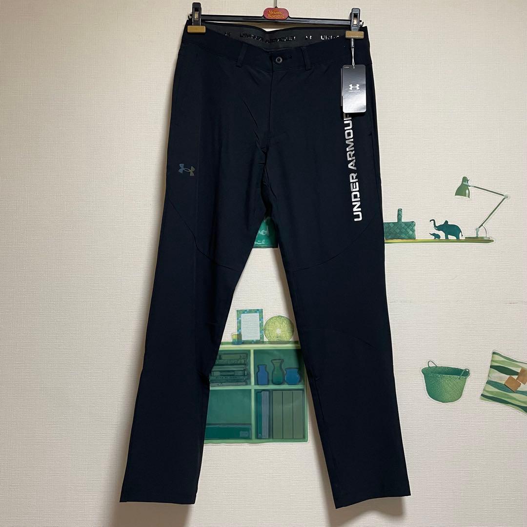 新品　アンダーアーマー ゴルフ　ロゴ&マーク入りストレッチウーブンパンツXL・黒