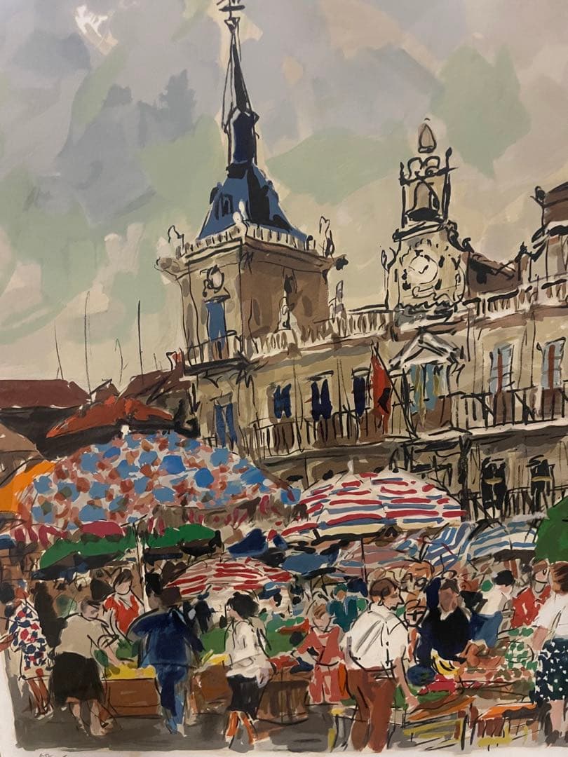 児玉幸雄「レオンの朝市」58/180 リトグラフ 直筆サイン 額装品