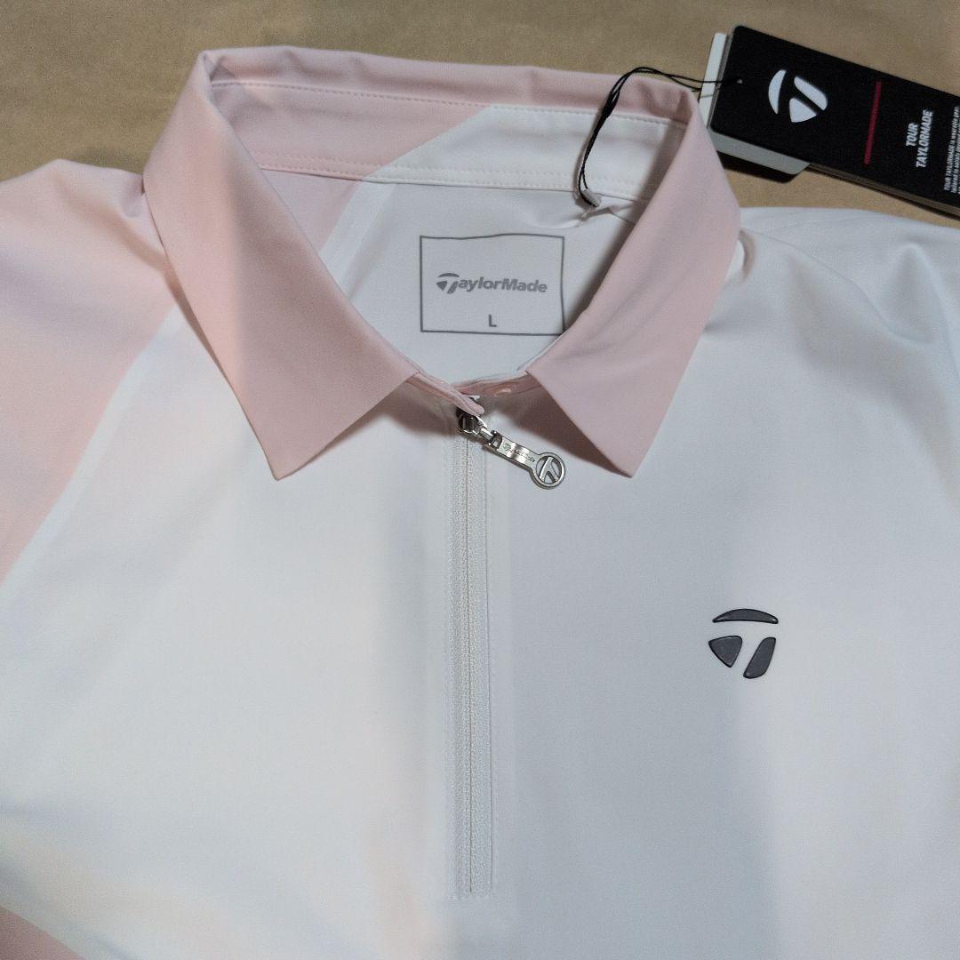 テーラーメイド:レディース:Lサイズ:長袖ポロシャツ:白/ピンク