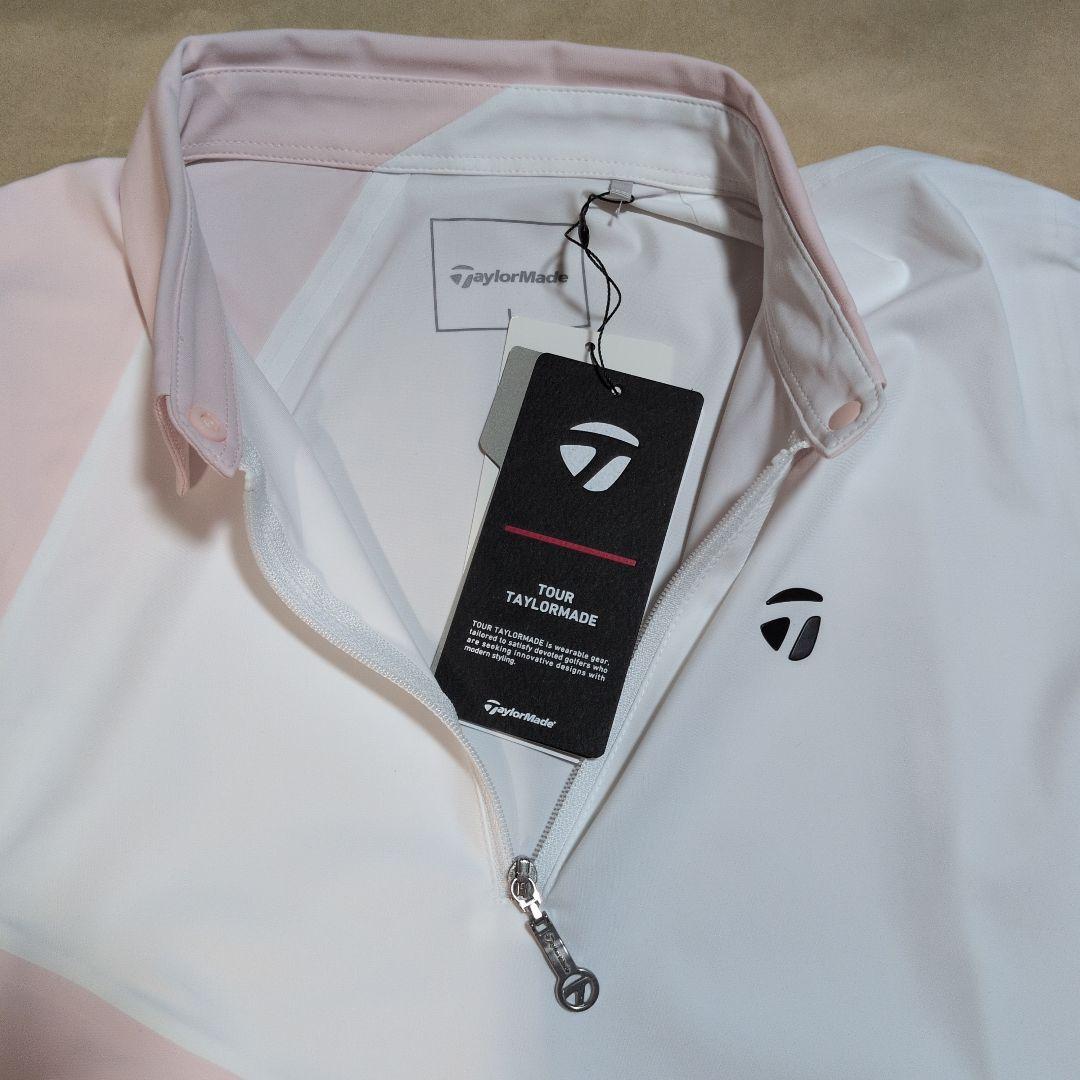 テーラーメイド:レディース:Lサイズ:長袖ポロシャツ:白/ピンク