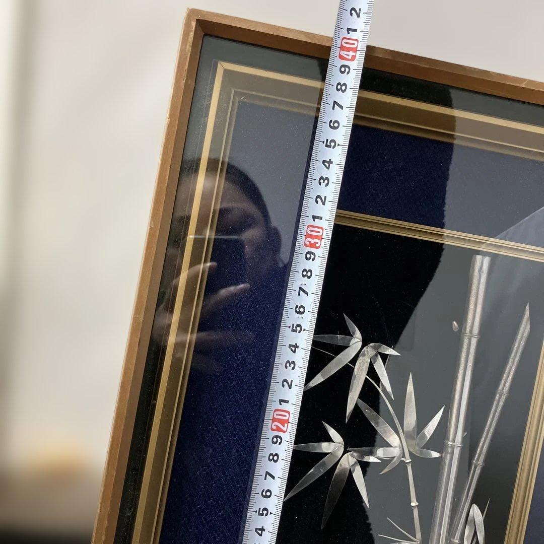 (2-24)純銀 竹の金属細工額