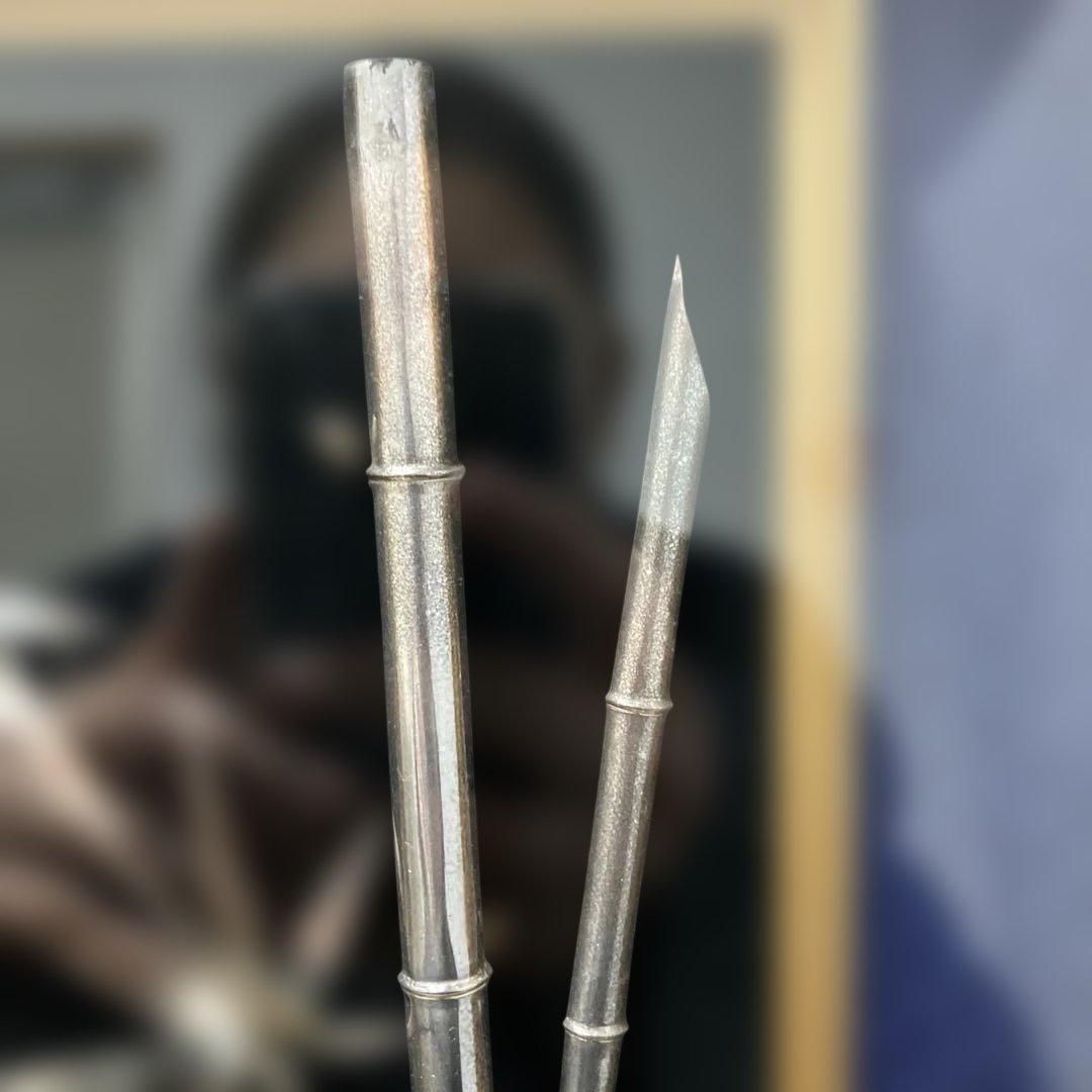 (2-24)純銀 竹の金属細工額