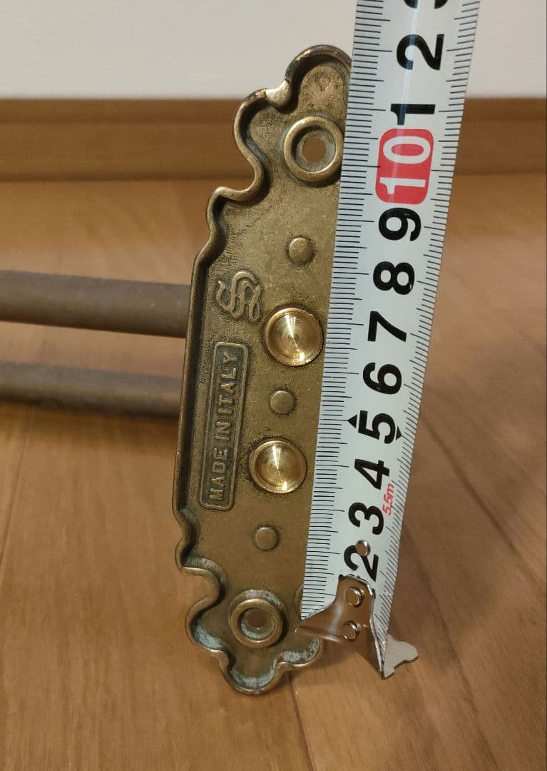 アンティーク 真鍮製 ダブルタオルバー 2連タオル掛 クラシック イタリア製 ①