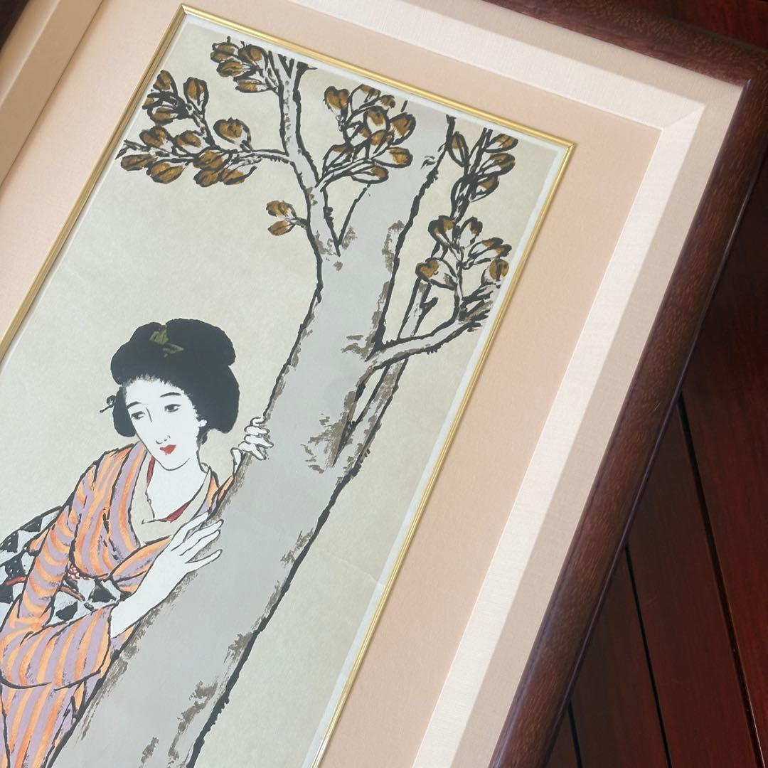 竹久夢二 「春」 リトグラフ 約105cm*50cm 21/300 額装