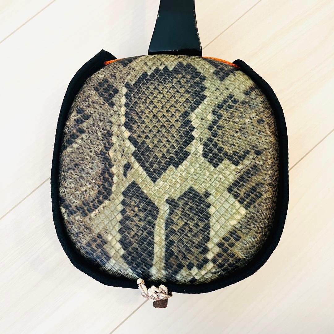 沖縄三線 人工皮 蛇柄 初心者向け 黒塗り棹 練習用