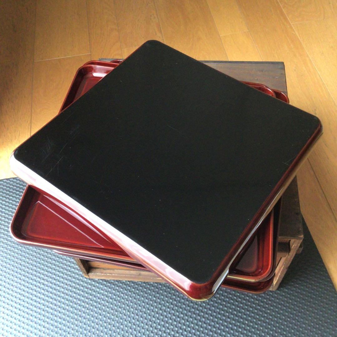 骨董　吸物膳　6枚　折敷　四方膳　漆器　アンティーク　年代物