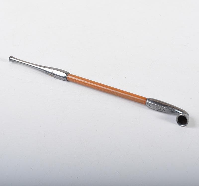 時代提げ物　唐絹　喫煙具　煙草入　煙管入　 寿雄刻　煙管　キセル　V　R4553