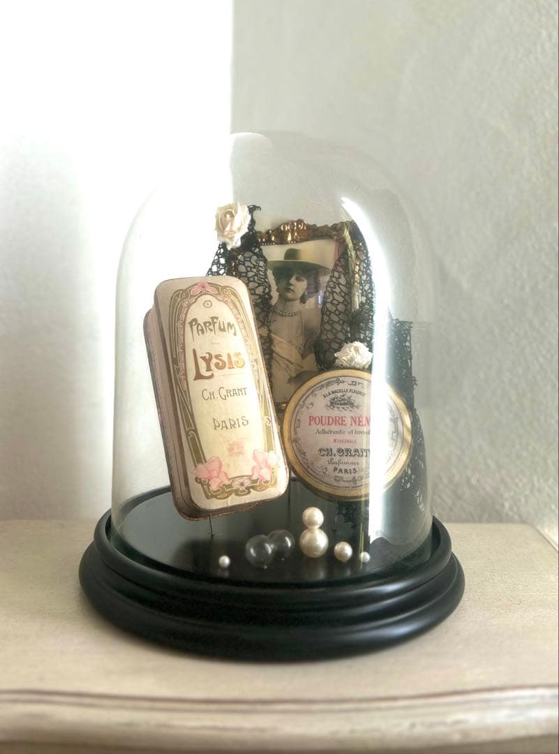 希少特価 フランスアンティーク パフュームボックス フレーム ガラスドームセット