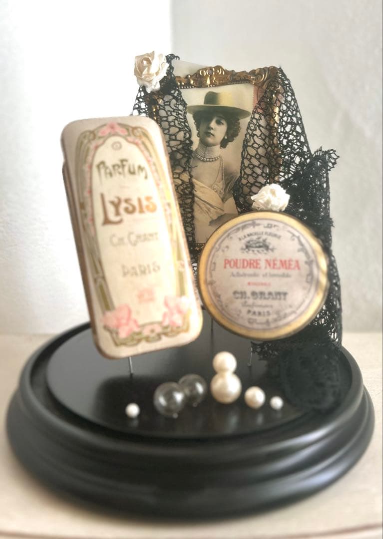 希少特価 フランスアンティーク パフュームボックス フレーム ガラスドームセット