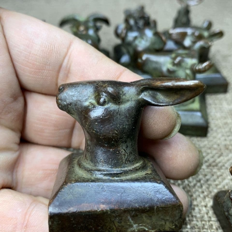 銅器 十二支方印 書道具 文房具 工芸品 美術品 置物