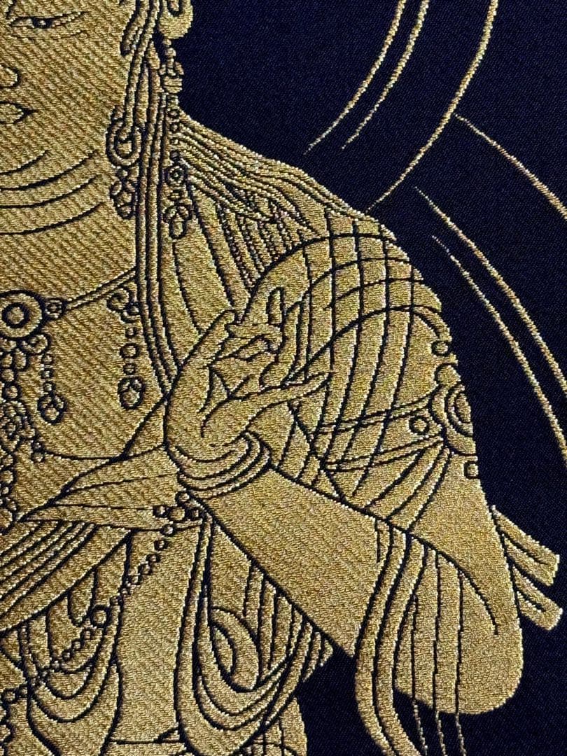 西陣織 佐藤重教 『京都西陣織観音』 般若心経 金糸 掛軸 仏画 織物 茶掛