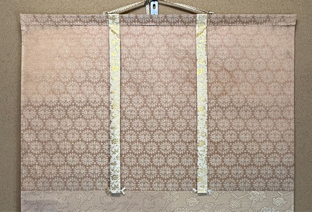 西陣織 佐藤重教 『京都西陣織観音』 般若心経 金糸 掛軸 仏画 織物 茶掛