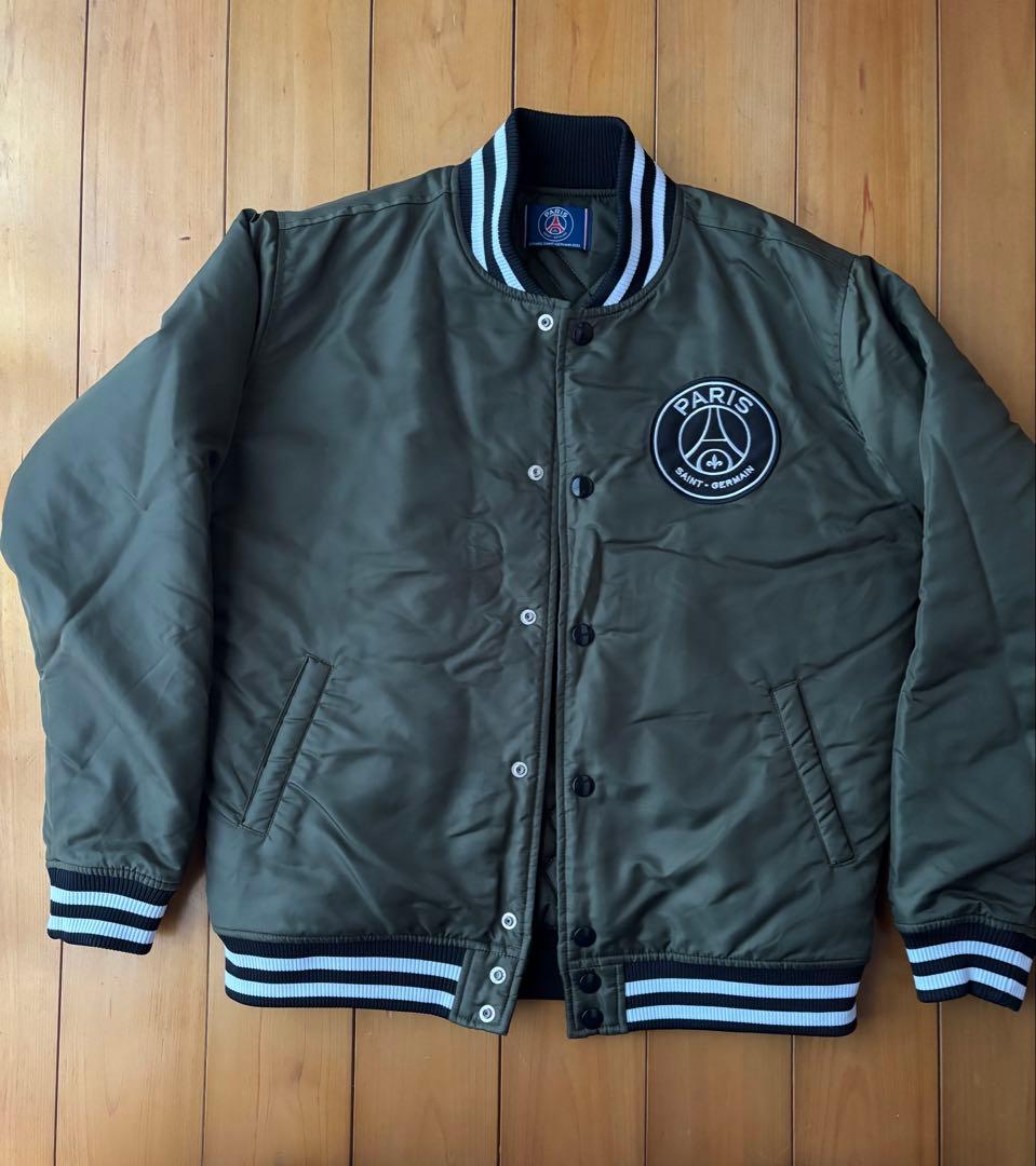 PSG サテン ジャケット カーキ色 M パリ サンジェルマン 定価14300円