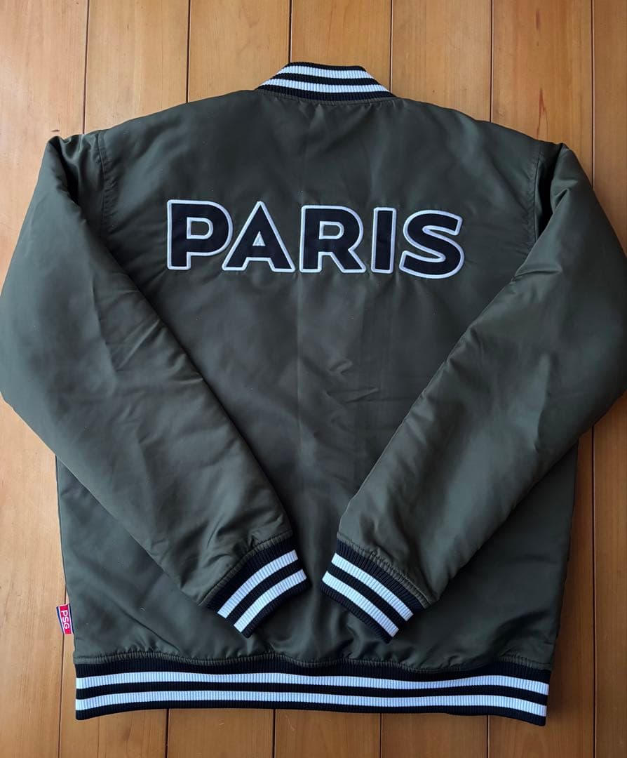 PSG サテン ジャケット カーキ色 M パリ サンジェルマン 定価14300円