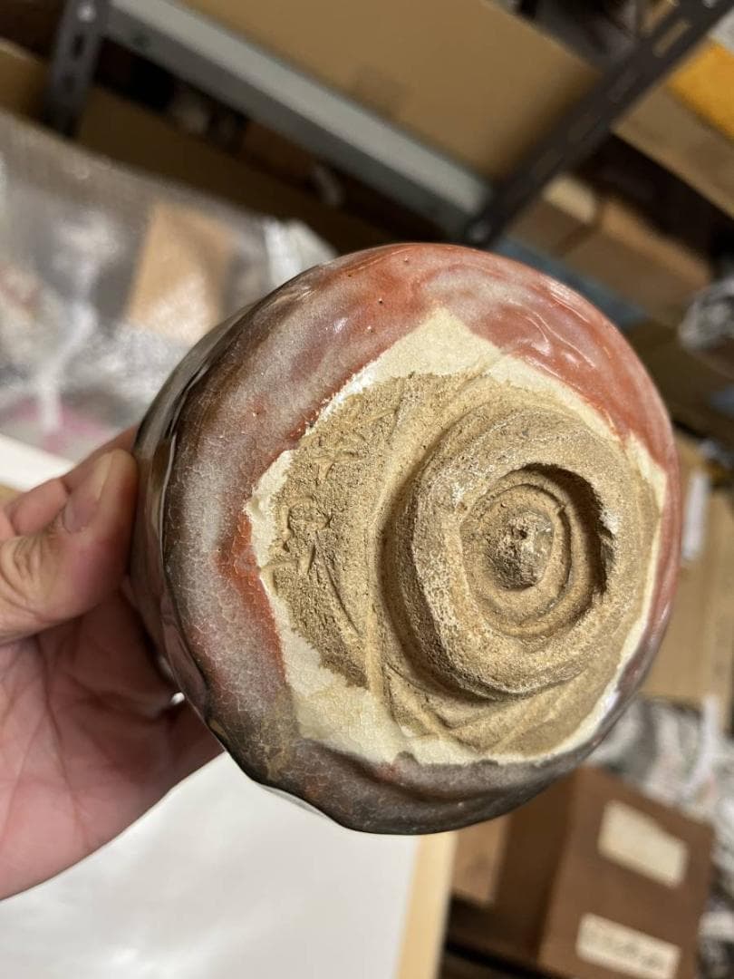 茶碗■古い赤楽茶碗 京焼き 合せ箱 直し有り お茶道具 古美術 時代物 骨董品■