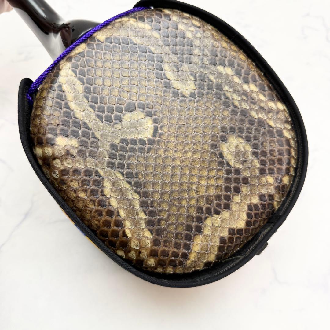 ☆美品☆ 三線 本皮 本革 蛇皮 蛇革 沖縄 三味線 琉球　ハードケース付き