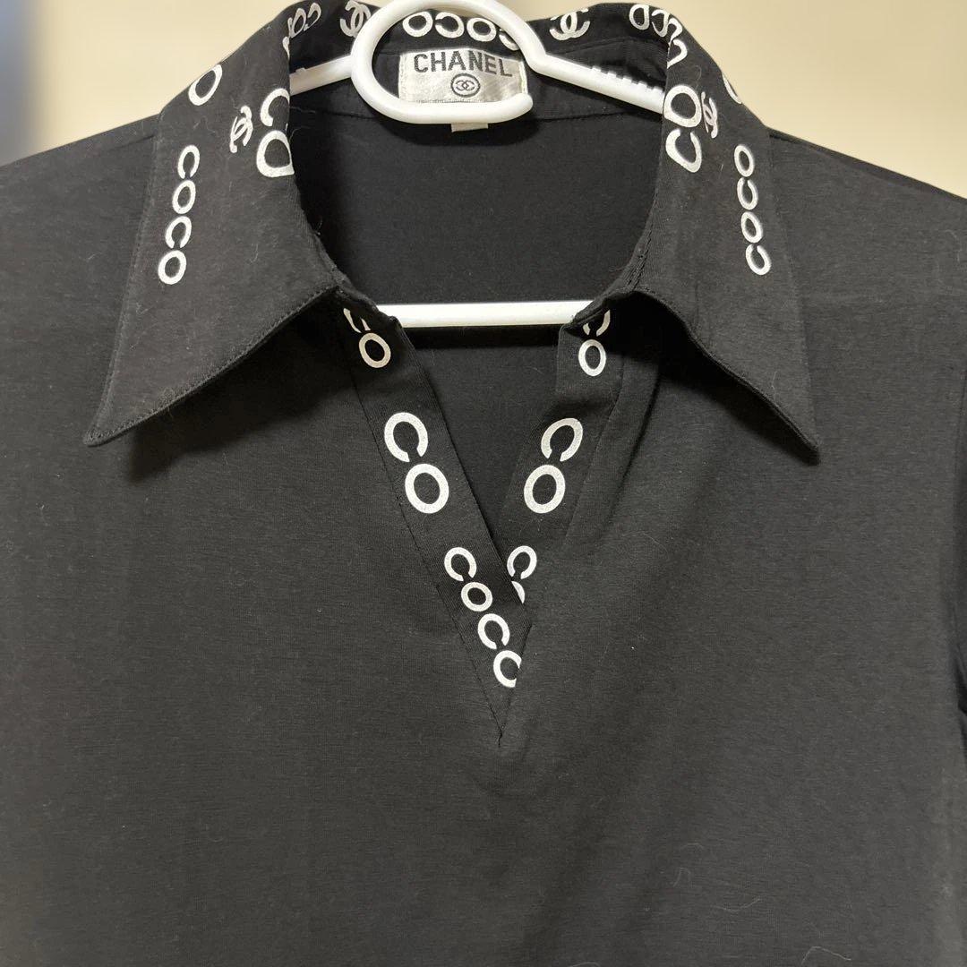 CHANEL ブラック シャツ XL ココロゴ