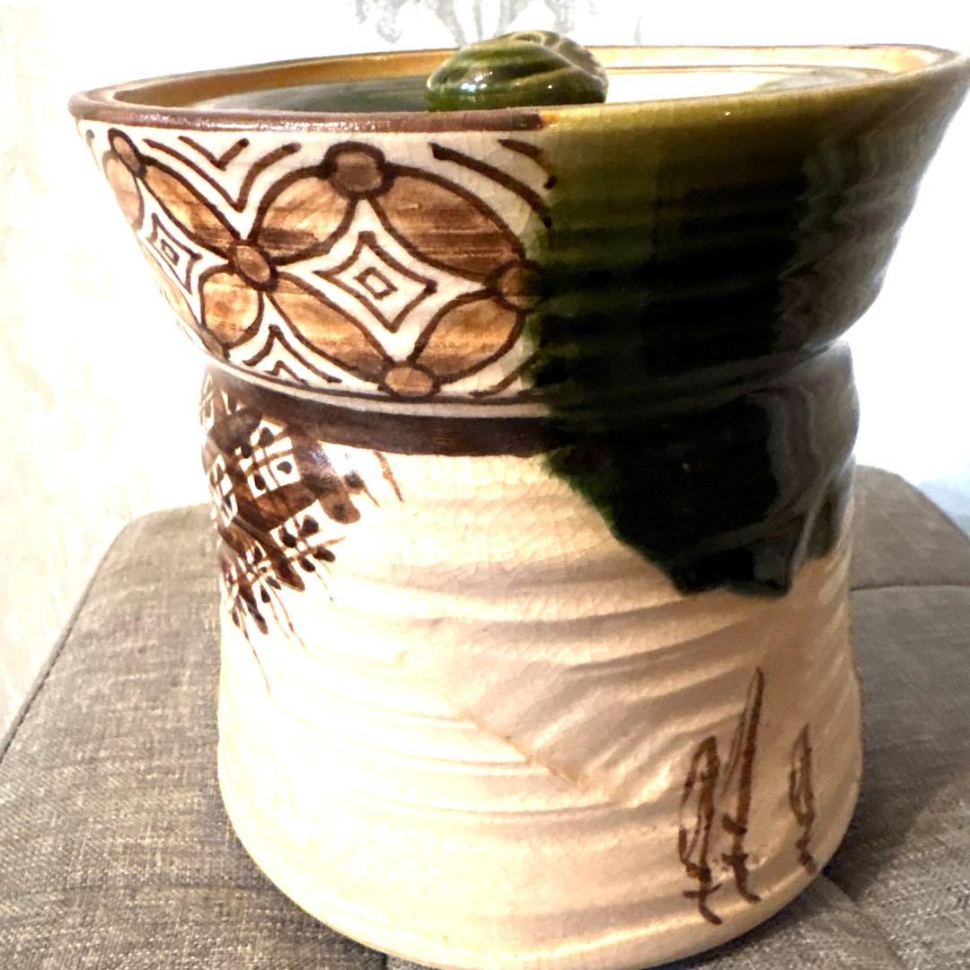 【 水指 / 織部焼 】 茶道具 茶道 伝統陶芸品