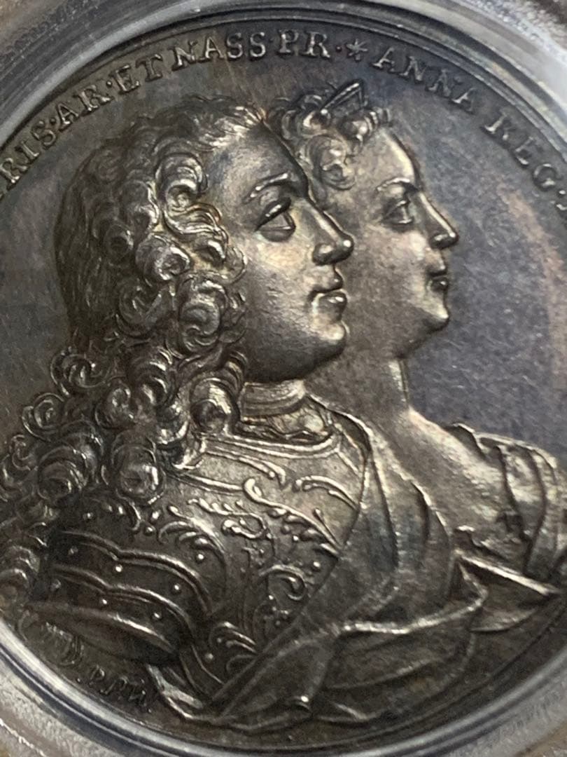 レア　オランダ　ウィレム4世プリンセスアン王女結婚記念　1734年シルバーメダル