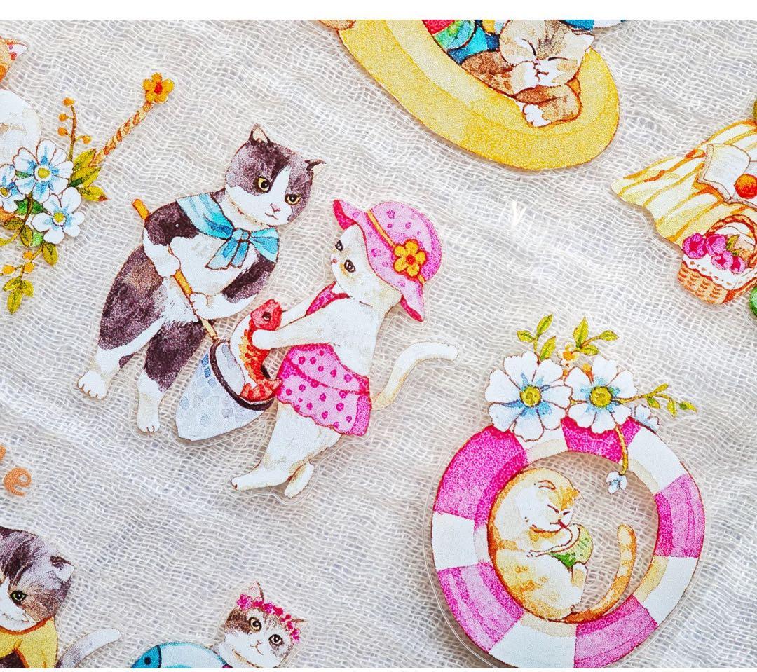 海外マスキングテープ巻売り バカンスキャット アニマルマスキングテープ