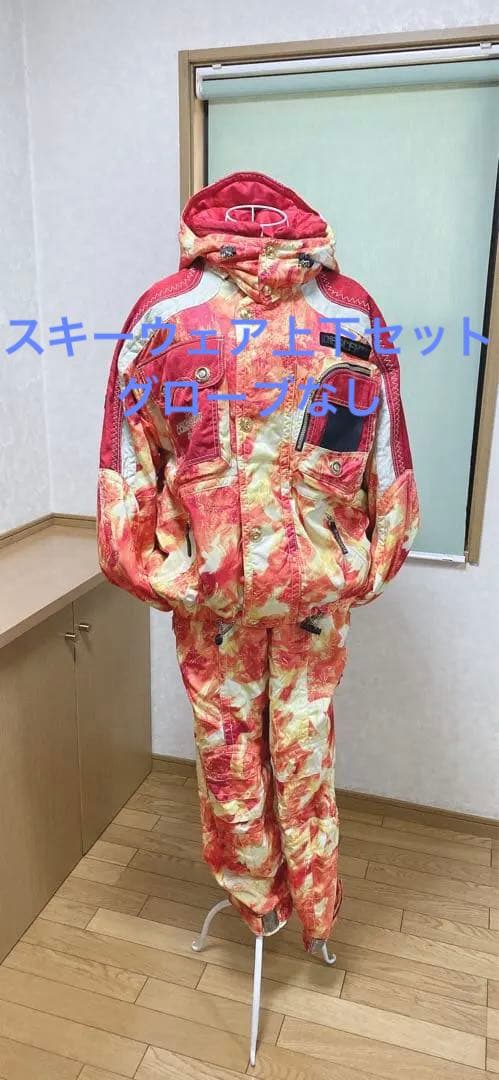 DESCENTE スキーウェア 赤 オレンジ