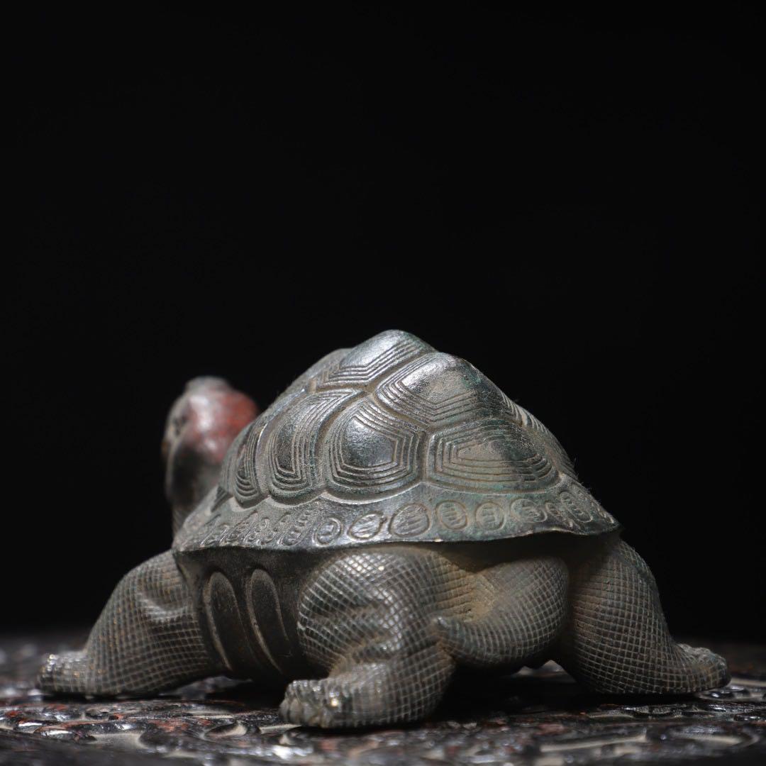 純銅製　時代物　銅亀　置物　骨董品アンティーク　飾り　茶道具　文房具