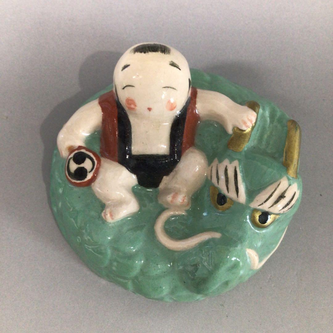 Ｓ２１７　香合　『伊東桂楽造』『楽焼』『龍わらべ香合』　共箱　茶道具