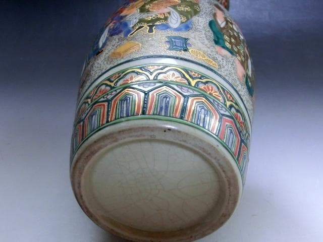 花瓶■古薩摩金彩七福神図耳付瓶(江戸後期)花器 壺 古美術 時代物 骨董品■