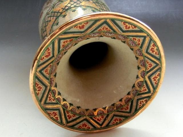 花瓶■古薩摩金彩七福神図耳付瓶(江戸後期)花器 壺 古美術 時代物 骨董品■