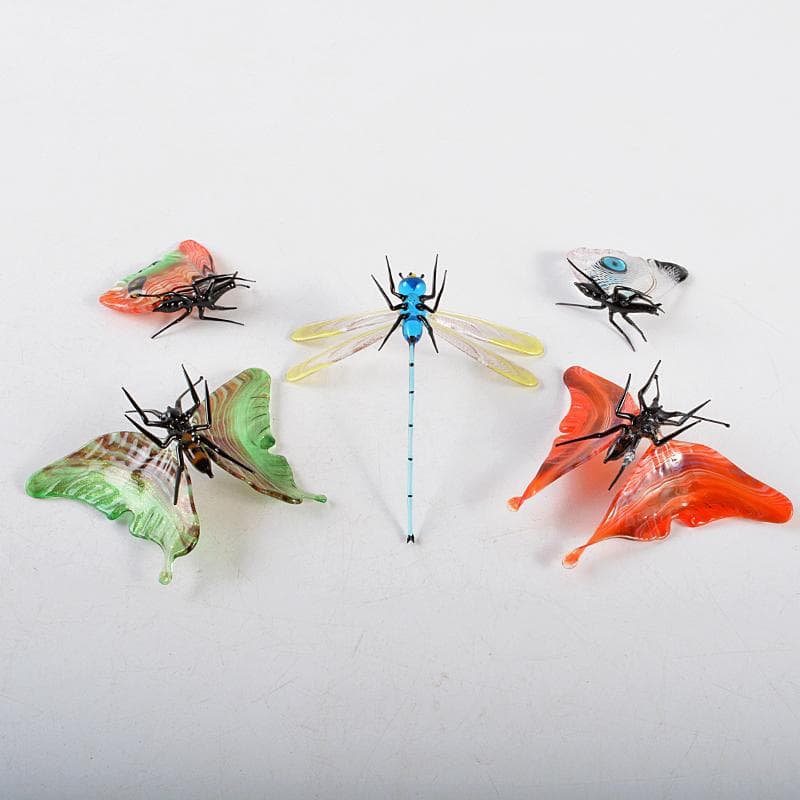 ガラス細工　蝶　蜻蛉　置物　5点まとめて　F　R6001
