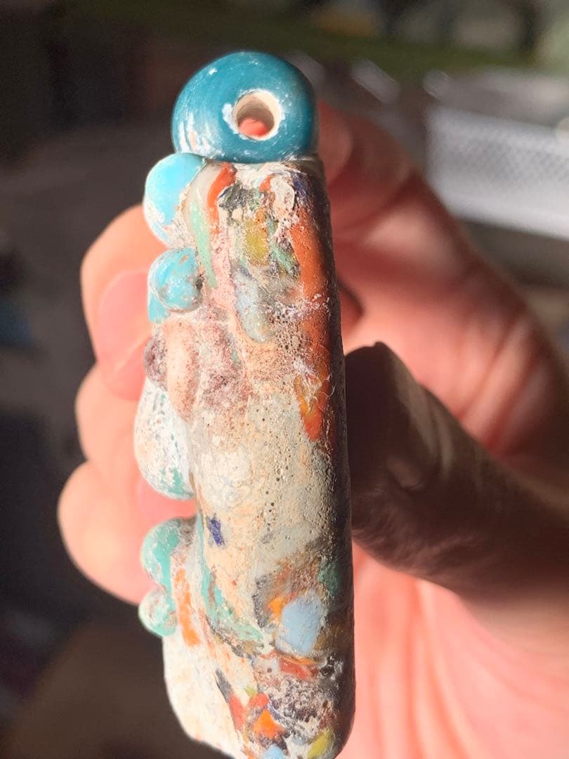 紀元前1500年頃フェニキアビーズ　ローマンガラス　とんぼ玉　出土品　根付　石器