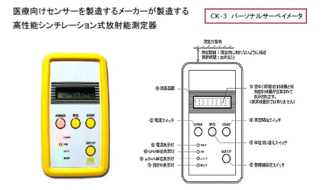 【良品】メディキタス 放射線測定器 パーソナルサーベイメーター CK-3