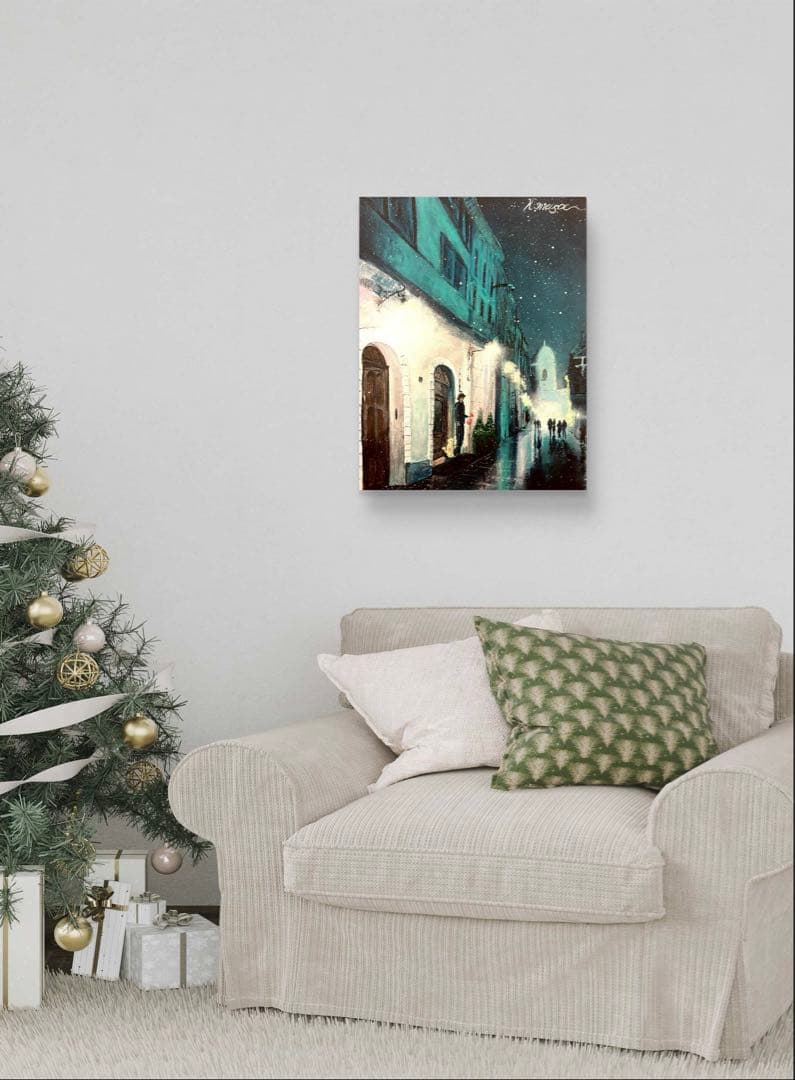 期間限定値下げ中 アクリル原画 F6サイズ 夜景アート モダンインテリア