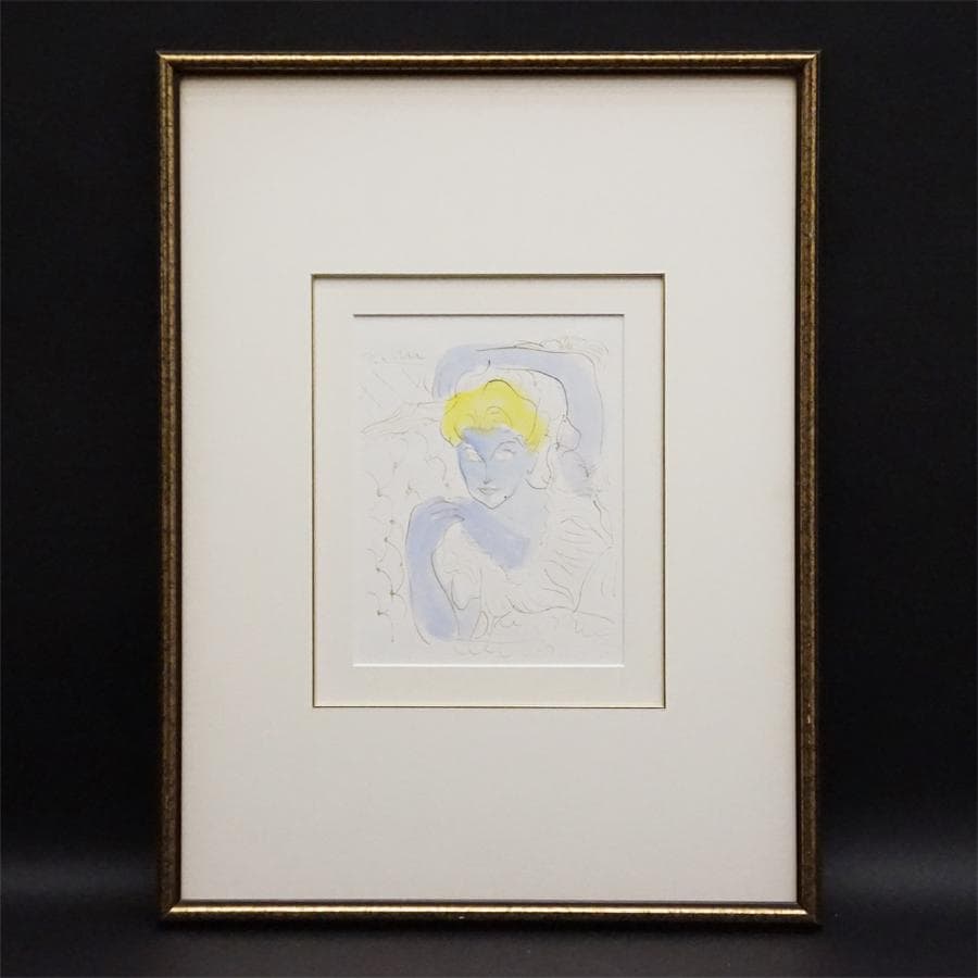 作者不詳 肉筆水彩画 裏書きサイン有 絵画 女性像 美術 美術品